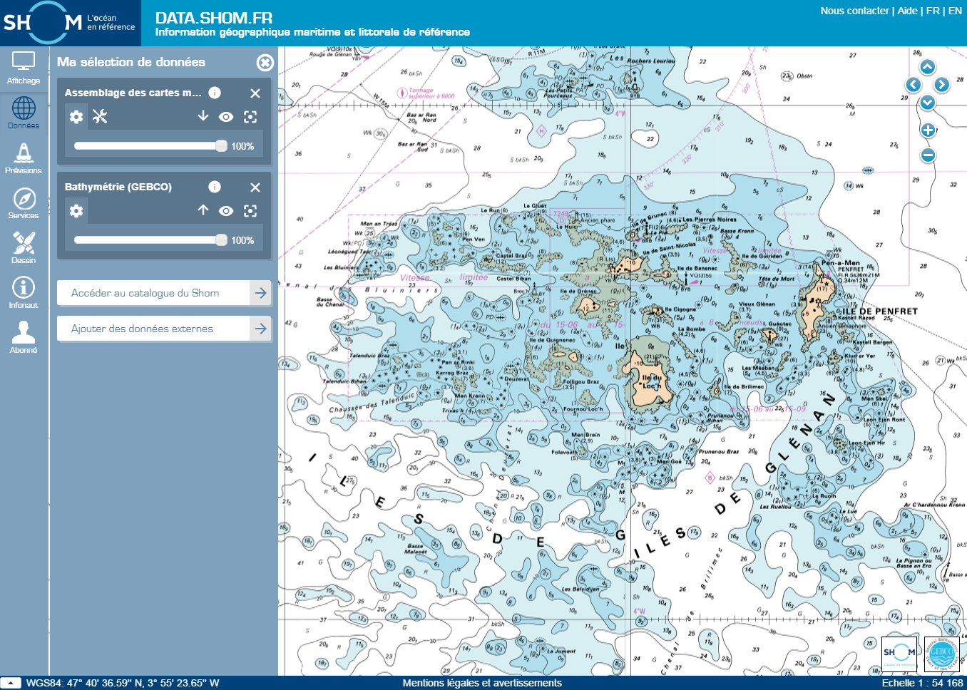 Glenan data.shom