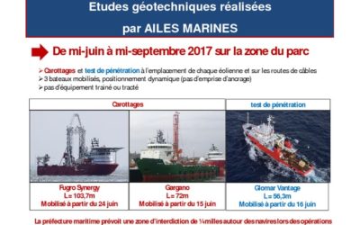 3 navires Fugro sur site en baie de Saint Brieuc