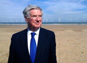 Michael Fallon at EDF wind farm Teesside credit DECC