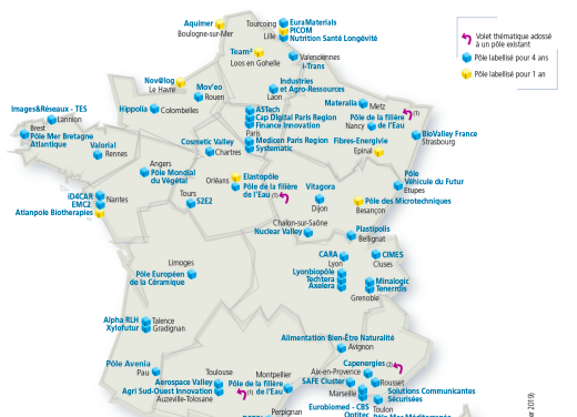 56 Pôles de compétitivité labellisés pour 2019-2022