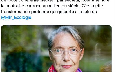PPE et Stratégie carbone: Elisabeth Borne tweet : « Nous voulons corriger les insuffisances du passé »