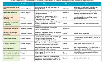 Préconisations pour limiter les impacts des émissions acoustiques en mer d’origine anthropique sur la faune marine : un guide du ELM3