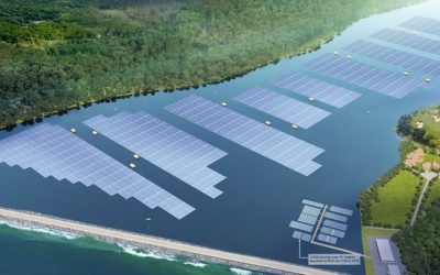 La construction de Tengeh Reservoir, le futur plus grand parc solaire flottant, a débuté