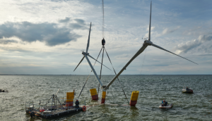 mise en place de l'éolienne Nezzy 2 en mer Baltique