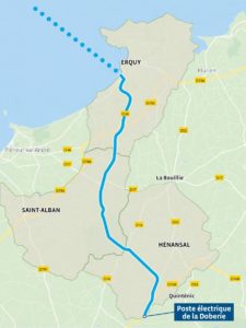 Tracé terrestre de RTE pour le parc éolien en mer d'Ailes marines à Saint Brieuc