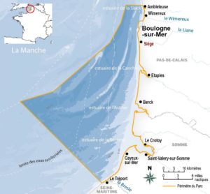 Carte de la zone du parc naturel marin des estuaires picards et de la mer d'Opale