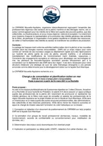 Le CRPMEM Nouvelle-Aquitaine propose un poste passionnant en CDD