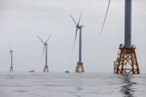 The Block Island Wind Farm off the coast of Rhode Island.Credit…Kayana Szymczak for The New York Times