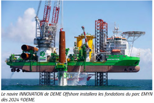 DEME transportera et installera les fondations de la sous-station d’EMYN