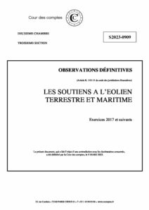 Cour des Comptes : pour l’éolien en mer et terrestre des objectifs ambitieux non atteints  – 2