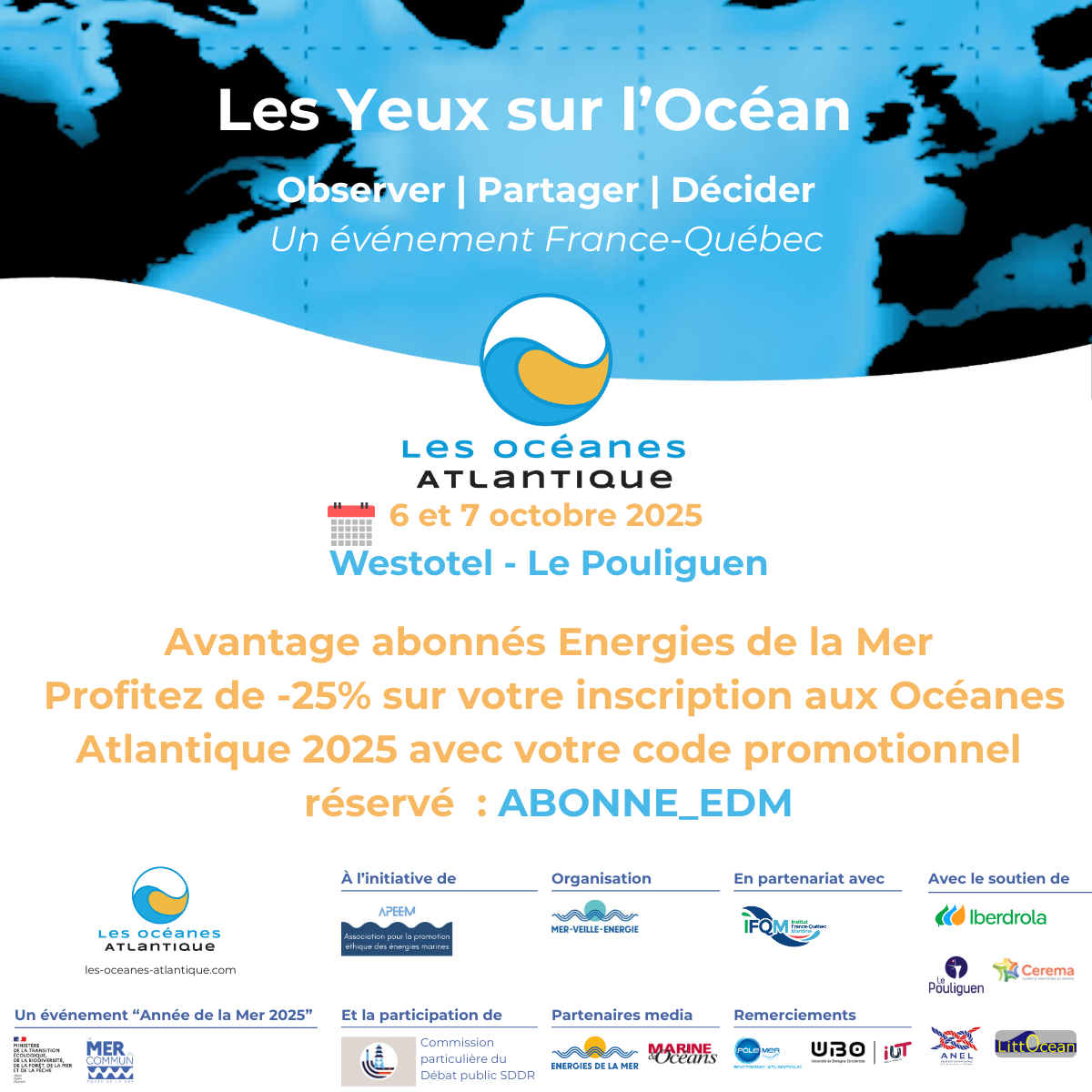 Océanes Atlantique : Abonnés d&rsquo;energiesdelamer.eu, vous bénéficiez d&rsquo;un code promotionnel exclusif