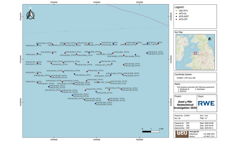 Des études géotechniques devraient débuter sur le site du parc éolien offshore d&rsquo;Awel y Môr