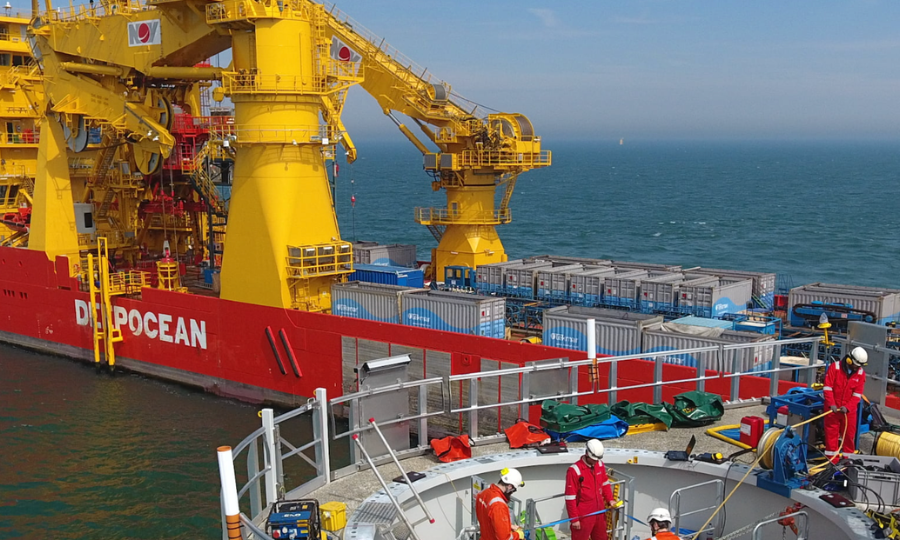 Nordseecluster A : la campagne de pose des câbles inter-éoliennes du parc éolien offshore est achevée